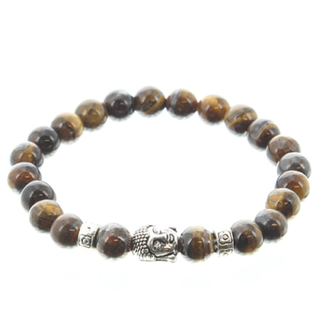 California Jewels - Bracelet Lava Stones Buddha Marron