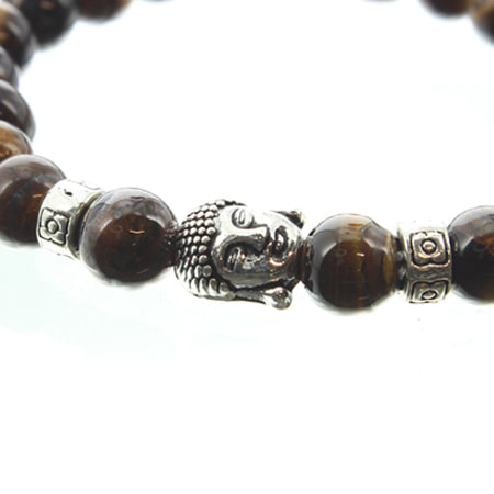 California Jewels - Bracelet Lava Stones Buddha Marron