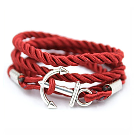 California Jewels - Bracelet Anchor Wrap Rope Rouge
