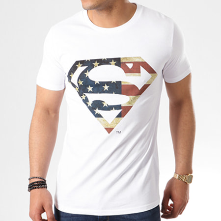 DC Comics - Tee Shirt Superman America Logo Blanc