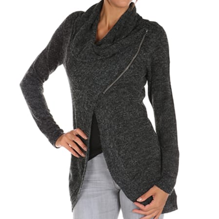 Only - Gilet Capuche Femme New Hayley Zip Gris Anthracite