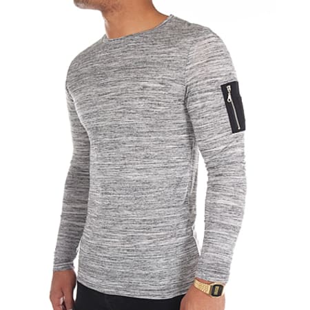 LBO - Tee Shirt Manches Longues Bomber 18 Gris Anthracite Chiné