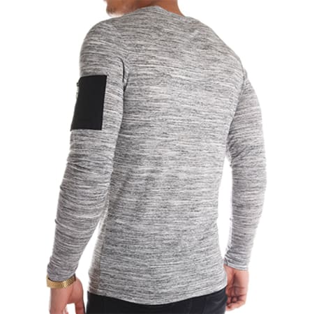 LBO - Tee Shirt Manches Longues Bomber 18 Gris Anthracite Chiné