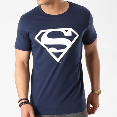 DC Comics - Camiseta azul marino con logotipo