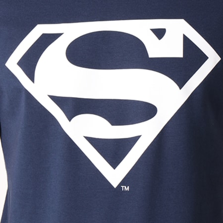 DC Comics - Camiseta azul marino con logotipo