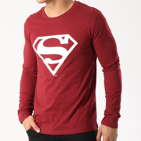 DC Comics - Tee Shirt Manches Longues Logo Bordeaux