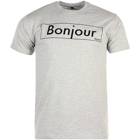 NQNT - Tee Shirt Bonjour Outline Gris Chiné