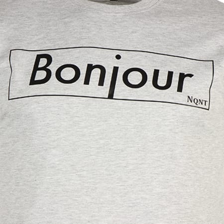 NQNT - Tee Shirt Bonjour Outline Gris Chiné