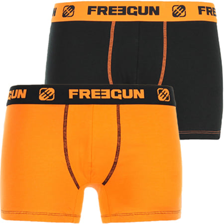 Freegun - Lot De 2 Boxers Duo A Orange Noir