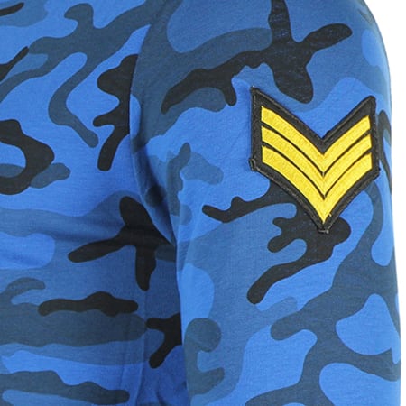 Berry Denim - Tee Shirt Manches Longues Oversize L6061 Camouflage Bleu Roi
