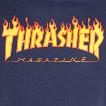 Thrasher - Felpa con cappuccio con logo Flame Navy