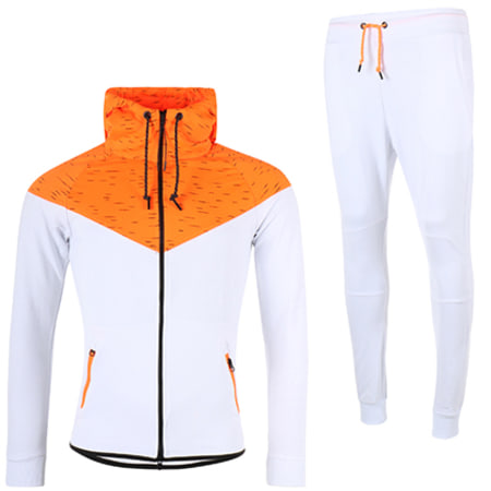 Ensemble survêtement sport femme blanc et orange avec écusson - Vêtements -  Néon, Orange, Blanc