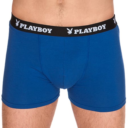 Playboy - Lot De 4 Boxers Classic Noir Gris Bleu