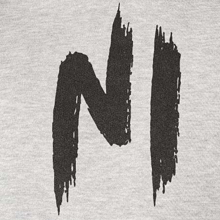 NI by Ninho - Sweat Capuche Ninho Gris Chiné Logo Noir