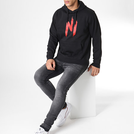 NI by Ninho - Sweat Capuche Ninho Noir Logo Rouge