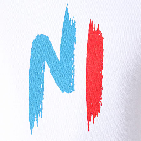 NI by Ninho - Sweat Capuche Ninho Blanc Logo Rouge Bleu