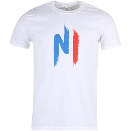 NI by Ninho - Tee Shirt Ninho Logo Blanc Bleu Rouge