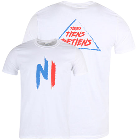 NI by Ninho - Tee Shirt Ninho Logo Blanc Bleu Rouge