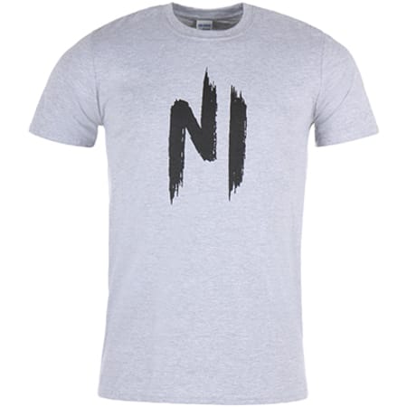 NI by Ninho - Tee Shirt Ninho Gris Chiné Logo Noir