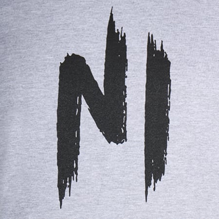 NI by Ninho - Tee Shirt Ninho Gris Chiné Logo Noir