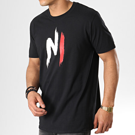 NI by Ninho - Tee Shirt Ninho Noir Logo Blanc Rouge