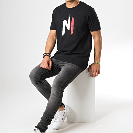 NI by Ninho - Tee Shirt Ninho Noir Logo Blanc Rouge