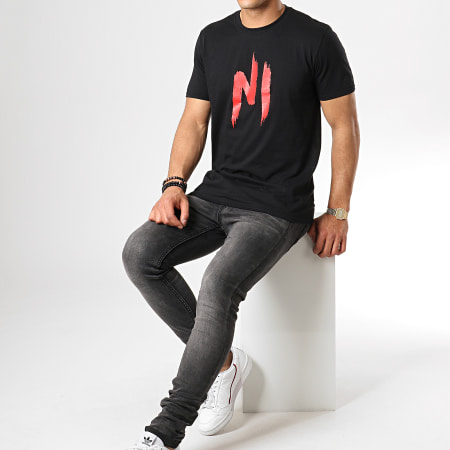 NI by Ninho - Tee Shirt Ninho Noir Logo Rouge