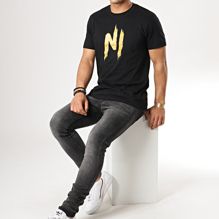 NI by Ninho - Tee Shirt Ninho Noir Logo Or