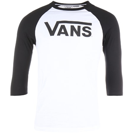 Vans - Tee Shirt Manches Longues Classic Raglan Blanc Noir