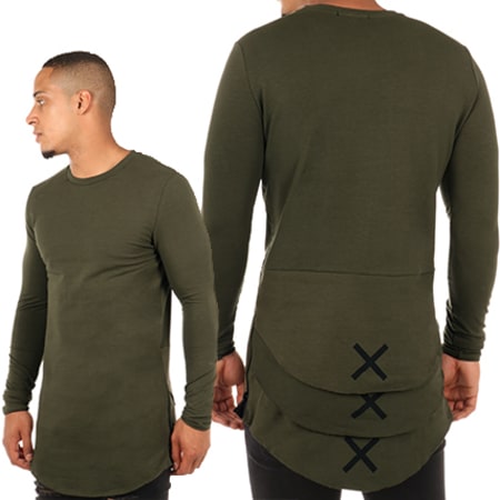 VIP Clothing - Tee Shirt Manches Longues Oversize 133M Vert Kaki