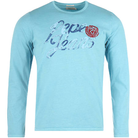 Pepe Jeans - Tee Shirt Manches Longues Jackfruit Bleu Turquoise