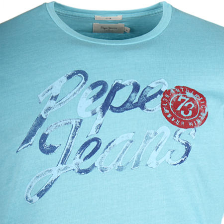 Pepe Jeans - Tee Shirt Manches Longues Jackfruit Bleu Turquoise