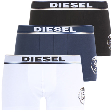 Diesel - Lot De 3 Boxers The Essential Noir Blanc Bleu Marine