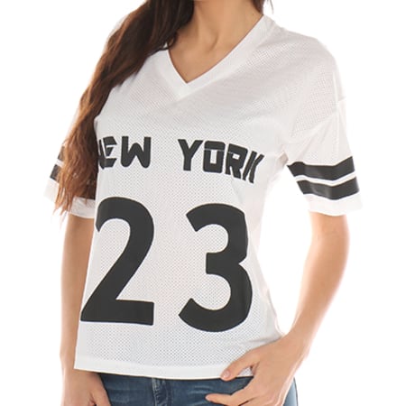 Only - Tee Shirt Femme Elina New York Blanc