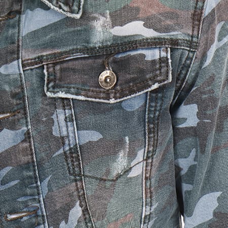 Uniplay - Veste En Jean T96336 Bleu Kaki Camouflage