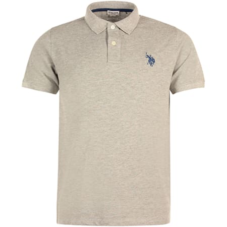 US Polo ASSN - Polo Manches Courtes Institutional Gris Chiné