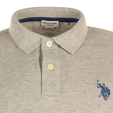 US Polo ASSN - Polo Manches Courtes Institutional Gris Chiné