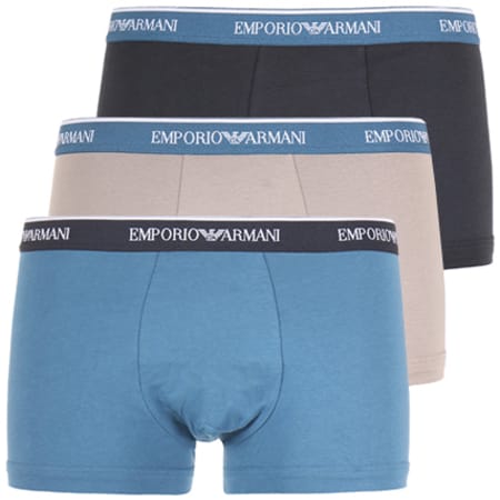 Emporio Armani - Lot De 3 Boxers 111357-7P717 Bleu Gris Bleu Indigo