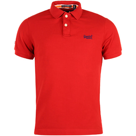Superdry - Polo Manches Courtes Classic New Fit Pique Rouge