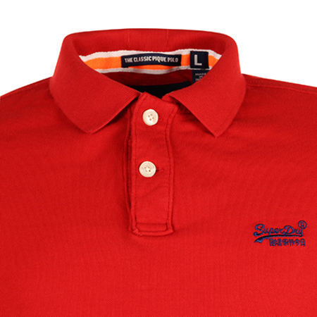 Superdry - Polo Manches Courtes Classic New Fit Pique Rouge
