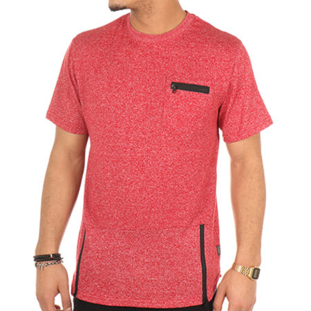 South Pole - Tee Shirt Poche Oversize 17121-1451 Rouge Chiné