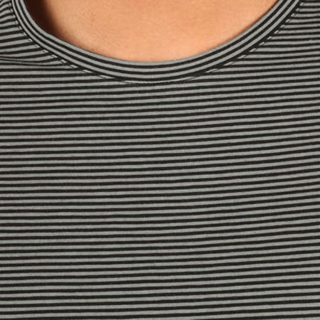 Jack And Jones - Tee Shirt Pima Striped Noir Vert Kaki