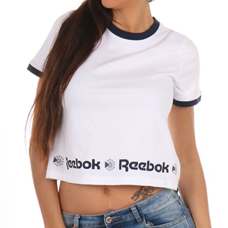 Reebok - Tee Shirt Crop Femme Starcrest Hem Blanc