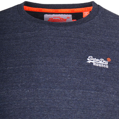 Superdry - Tee Shirt Manches Longues Orange Label Vintage Emb Bleu Marine Chiné