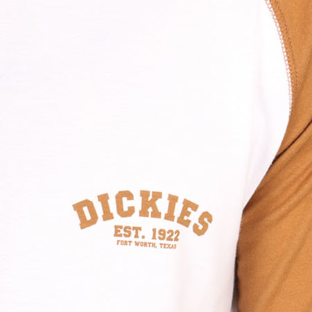 Dickies - Tee Shirt Manches Longues Baseball Blanc Camel