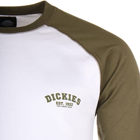 Dickies - Tee Shirt Manches Longues Baseball Blanc Vert Kaki