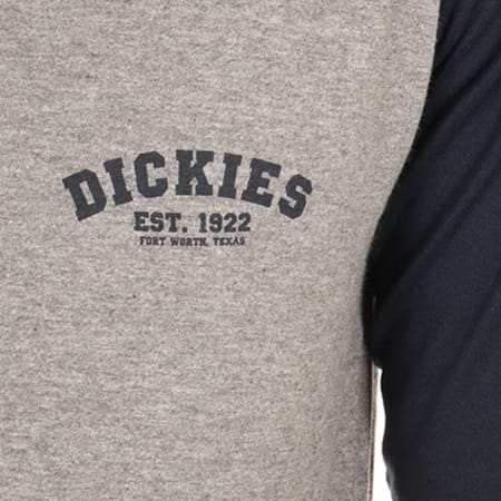 Dickies - Tee Shirt Manches Longues Baseball Gris Chiné Bleu Marine