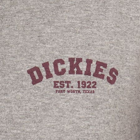 Dickies - Tee Shirt Manches Longues Baseball Gris Chiné Bordeaux