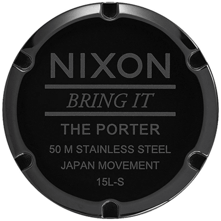 Nixon - Montre Porter Leather All Black Gold