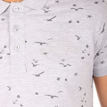 Crossby - Polo Manches Courtes Stevy Gris Chiné